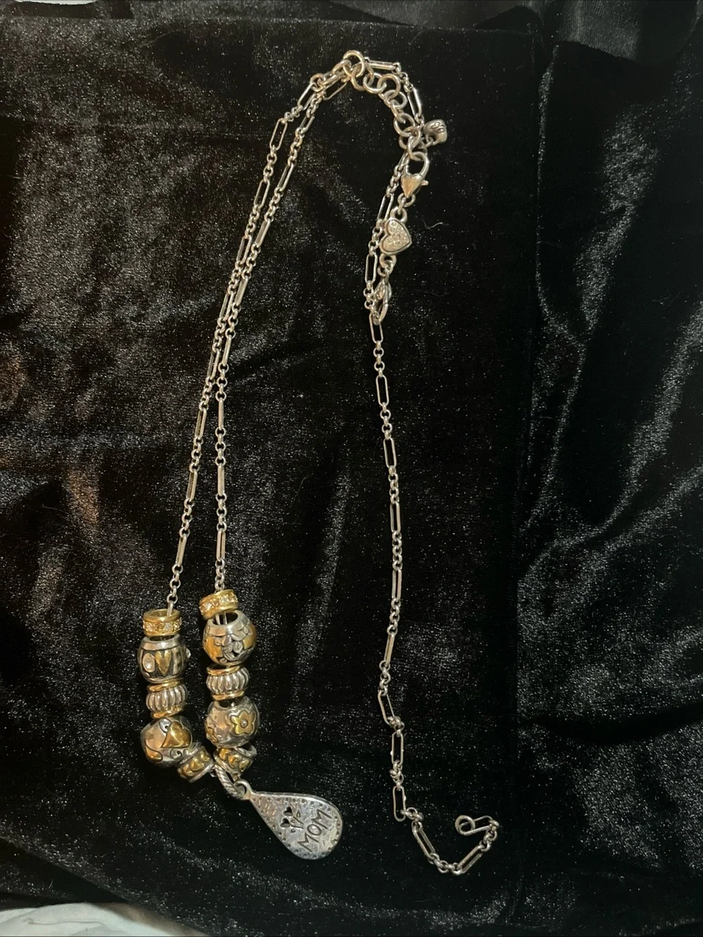 Brighton Two-Tone Silver & Gold Charm Necklace with MOM Teardrop - Picture 4 of 7